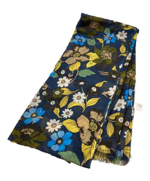 19 andrea's 47（アンドレアズ ディチャノーヴェクアランタセッテ）19 andrea's 47 (アンドレアズ ディチャノーヴェクアランタセッテ) 総柄ストール ネイビー×イエローの古着・服飾アイテム