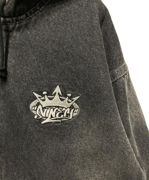 9090（9090）9090 (9090) King Logo Vintage Denim Hoodie ブラック サイズ:Mの古着・服飾アイテム