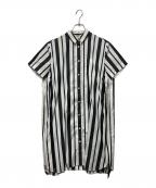 sacaiサカイ）の古着「サイドジップストライプシャツワンピース」｜ホワイト×ブラック