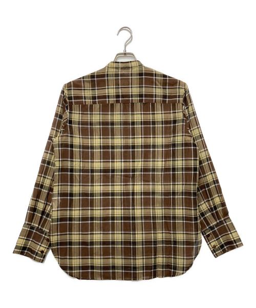 AURALEE（オーラリー）AURALEE (オーラリー) WOOL RECYCLE POLYESTER SHEER CLOTH STAND COLLAR SHIRT ブラウン×イエロー サイズ:1の古着・服飾アイテム