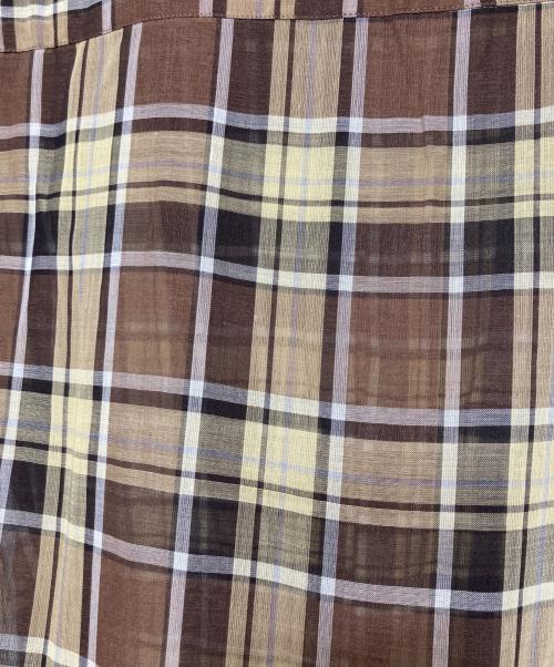 AURALEE（オーラリー）AURALEE (オーラリー) WOOL RECYCLE POLYESTER SHEER CLOTH STAND COLLAR SHIRT ブラウン×イエロー サイズ:1の古着・服飾アイテム