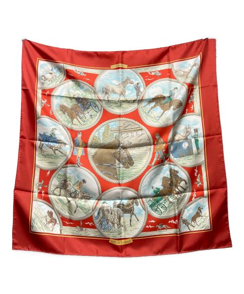 HERMES（エルメス）HERMES (エルメス) カレ90 オートゥイユの5月 レッド×ホワイトの古着・服飾アイテム