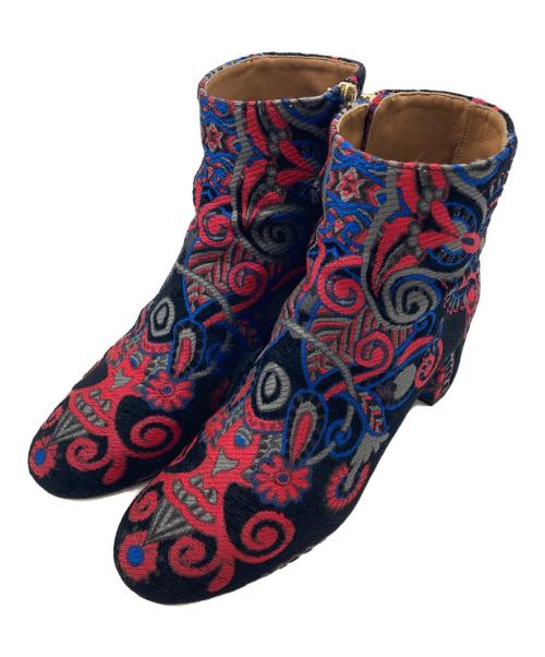 AQUAZZURA（アクアズーラ）AQUAZZURA (アクアズーラ) Brooklyn Bootie ブラック×レッド サイズ:35の古着・服飾アイテム