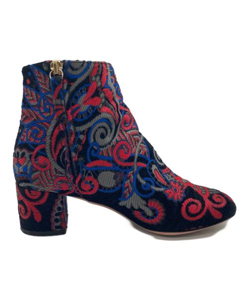 AQUAZZURA（アクアズーラ）AQUAZZURA (アクアズーラ) Brooklyn Bootie ブラック×レッド サイズ:35の古着・服飾アイテム