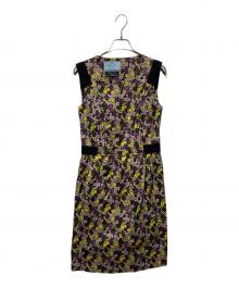 PRADA×holliday&brown（プラダ×ホリデーアンドブラウン）の古着「総柄ノースリーブワンピース」｜ブラック×イエロー