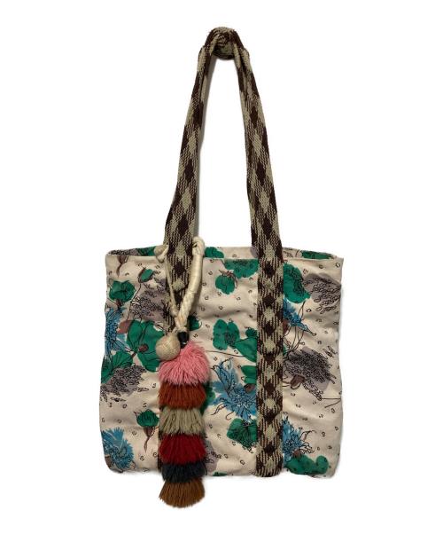 MARNI（マルニ）MARNI (マルニ) プリントトートバッグ ホワイト×グリーンの古着・服飾アイテム