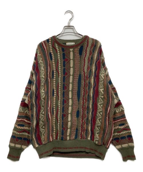 ALFANI（アルファニ）ALFANI (アルファニ) 3Dニット グリーン×レッド サイズ:Mの古着・服飾アイテム