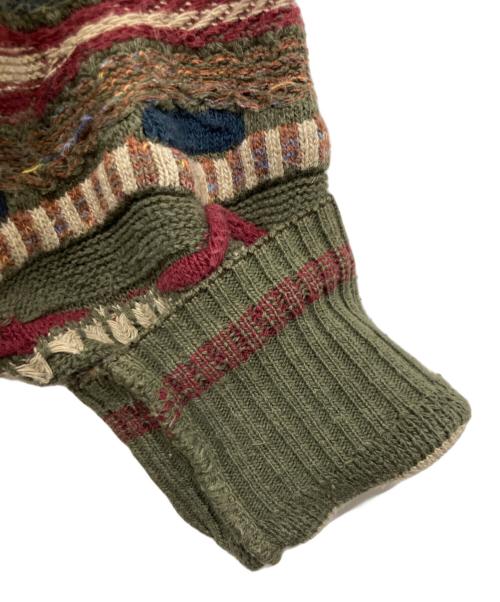 ALFANI（アルファニ）ALFANI (アルファニ) 3Dニット グリーン×レッド サイズ:Mの古着・服飾アイテム