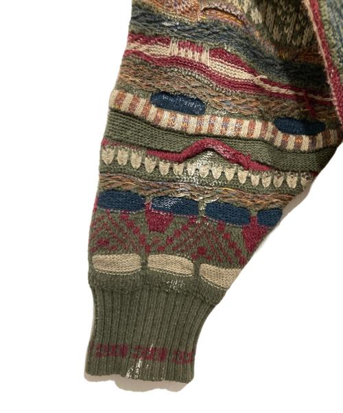 ALFANI（アルファニ）ALFANI (アルファニ) 3Dニット グリーン×レッド サイズ:Mの古着・服飾アイテム