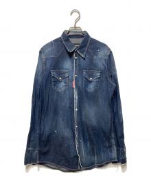 DSQUARED2（ディースクエアード）の古着「ダメージ加工 ウエスタンデニムシャツ」｜インディゴ
