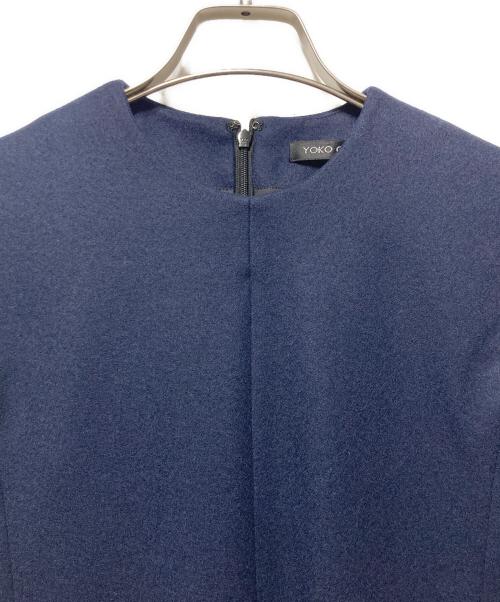 YOKO CHAN（ヨーコチャン）YOKO CHAN (ヨーコチャン) ウールメルトン フレンチスリーブワンピース ネイビー サイズ:36の古着・服飾アイテム