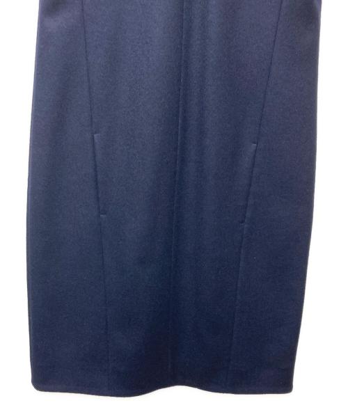 YOKO CHAN（ヨーコチャン）YOKO CHAN (ヨーコチャン) ウールメルトン フレンチスリーブワンピース ネイビー サイズ:36の古着・服飾アイテム