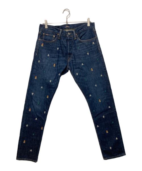 POLO RALPH LAUREN（ポロ・ラルフローレン）POLO RALPH LAUREN (ポロ・ラルフローレン) 刺繍エンブロイダリーデニムパンツ インディゴ サイズ:76cm (W30)の古着・服飾アイテム