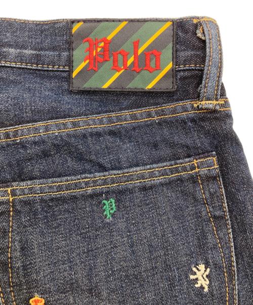 POLO RALPH LAUREN（ポロ・ラルフローレン）POLO RALPH LAUREN (ポロ・ラルフローレン) 刺繍エンブロイダリーデニムパンツ インディゴ サイズ:76cm (W30)の古着・服飾アイテム