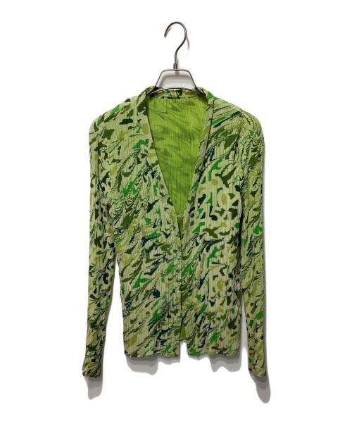ISSEY MIYAKE FETE（イッセイミヤケフェット）ISSEY MIYAKE FETE (イッセイミヤケフェット) 総柄プリーツカーディガン グリーン サイズ:3の古着・服飾アイテム