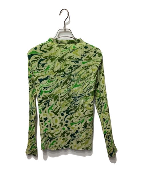 ISSEY MIYAKE FETE（イッセイミヤケフェット）ISSEY MIYAKE FETE (イッセイミヤケフェット) 総柄プリーツカーディガン グリーン サイズ:3の古着・服飾アイテム