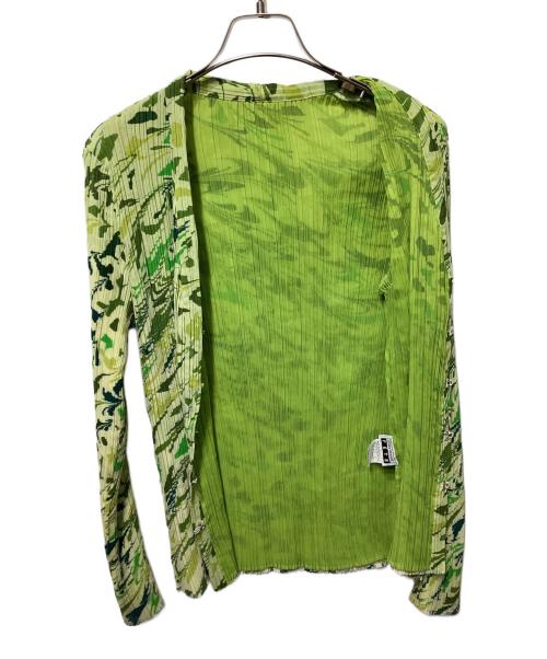 ISSEY MIYAKE FETE（イッセイミヤケフェット）ISSEY MIYAKE FETE (イッセイミヤケフェット) 総柄プリーツカーディガン グリーン サイズ:3の古着・服飾アイテム