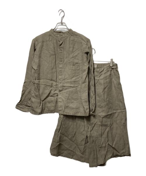 Vlas Blomme（ヴラスブラム）Vlas Blomme (ヴラスブラム) コルトレイクリネンシャツセットアップ ベージュの古着・服飾アイテム