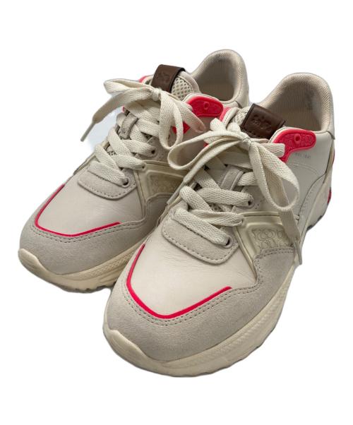 COACH（コーチ）COACH (コーチ) シグネチャーロゴレザーローカットスニーカー ベージュ×ピンク サイズ:24の古着・服飾アイテム