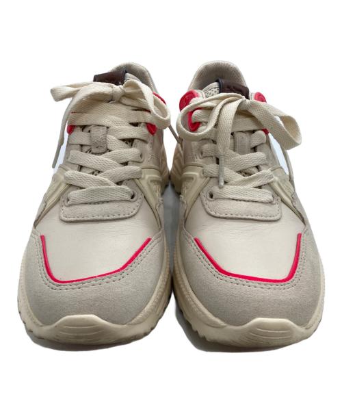 COACH（コーチ）COACH (コーチ) シグネチャーロゴレザーローカットスニーカー ベージュ×ピンク サイズ:24の古着・服飾アイテム