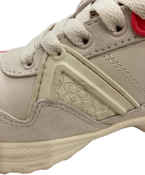 COACH（コーチ）COACH (コーチ) シグネチャーロゴレザーローカットスニーカー ベージュ×ピンク サイズ:24の古着・服飾アイテム