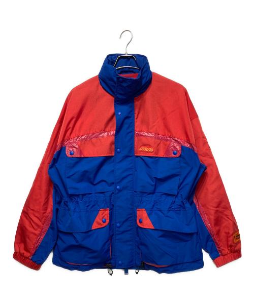 HERON PRESTON（ヘロンプレストン）HERON PRESTON (ヘロンプレストン) NYLON MULTICOLOR HOODED JACKET ブルー×レッド サイズ:Mの古着・服飾アイテム