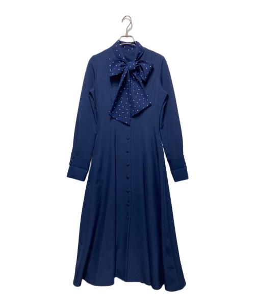JENNE（ジェンヌ）JENNE (ジェンヌ) ドットボータイ ダブルクロスワンピース ネイビー サイズ:Sの古着・服飾アイテム