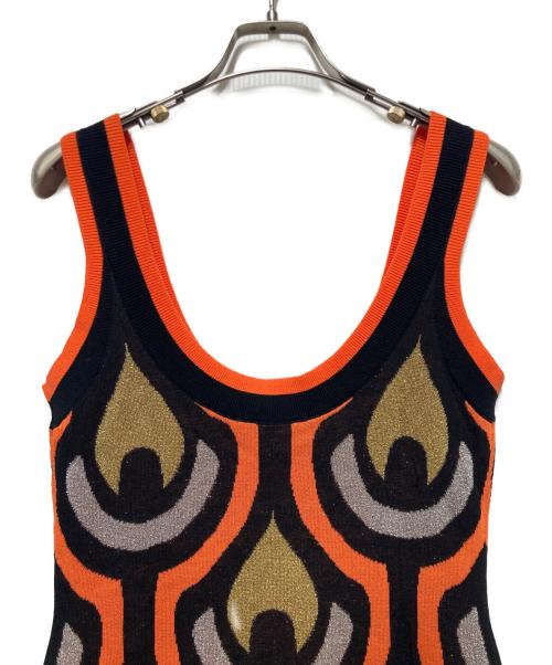 rabanne H&M（ラバンヌエイチアンドエム）rabanne H&M (ラバンヌエイチアンドエム) グリッタージャカードニットミニドレス オレンジ サイズ:Ｓの古着・服飾アイテム