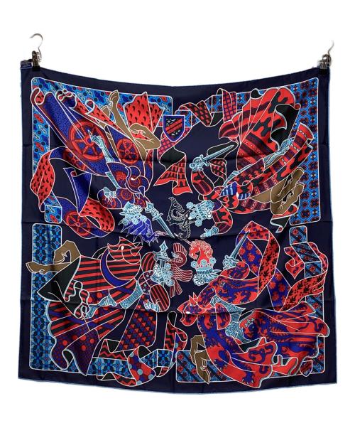 HERMES（エルメス）HERMES (エルメス) スカーフ ネイビー×レッドの古着・服飾アイテム