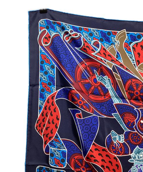 HERMES（エルメス）HERMES (エルメス) スカーフ ネイビー×レッドの古着・服飾アイテム