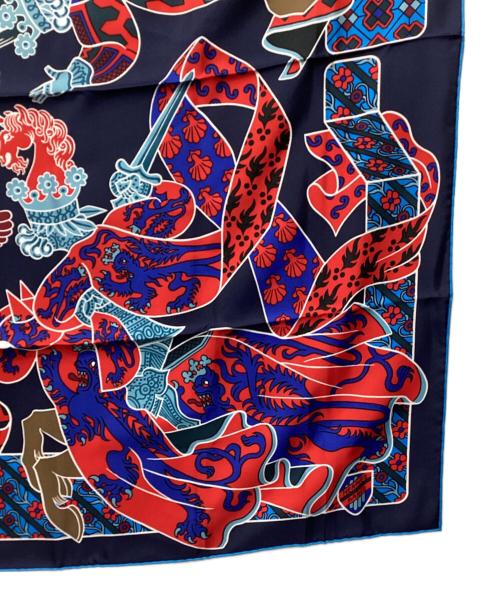 HERMES（エルメス）HERMES (エルメス) スカーフ ネイビー×レッドの古着・服飾アイテム