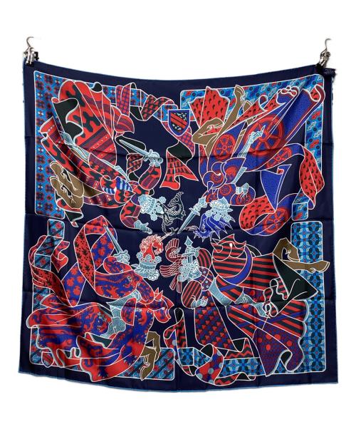 HERMES（エルメス）HERMES (エルメス) スカーフ ネイビー×レッドの古着・服飾アイテム