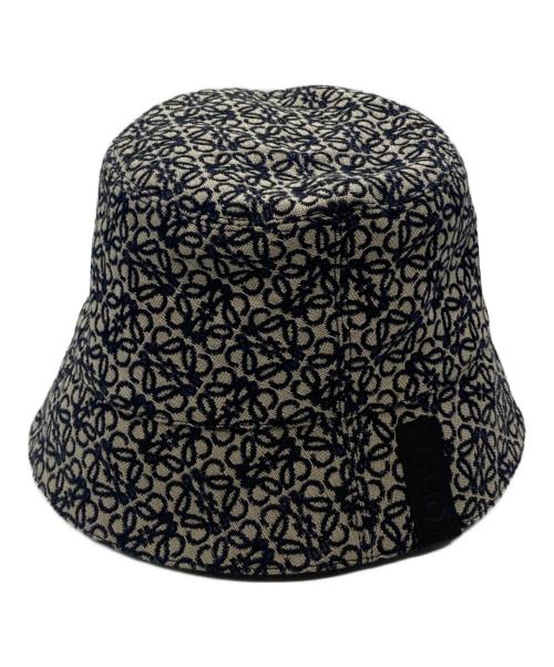 LOEWE（ロエベ）LOEWE (ロエベ) アナグラムジャガードバケットハット ネイビー×ブラックの古着・服飾アイテム