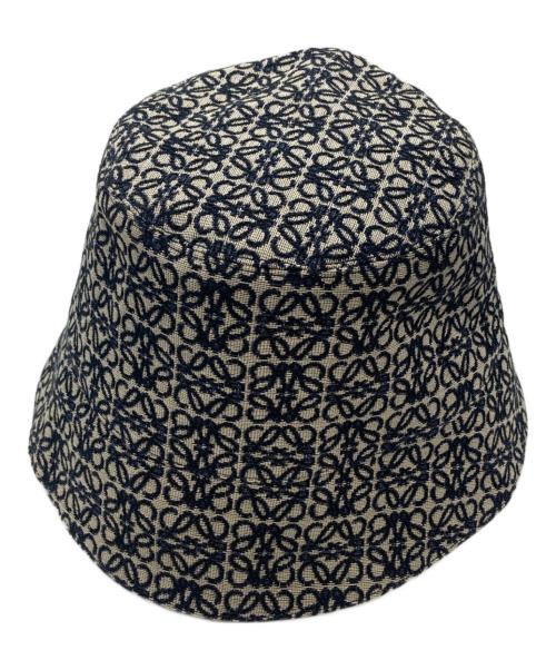 LOEWE（ロエベ）LOEWE (ロエベ) アナグラムジャガードバケットハット ネイビー×ブラックの古着・服飾アイテム