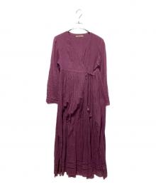 ne quittez pas（ヌキテパ）の古着「コットンボイルクロスオーバーフロントガウン カシュクール2wayロングカーディガン」｜パープル