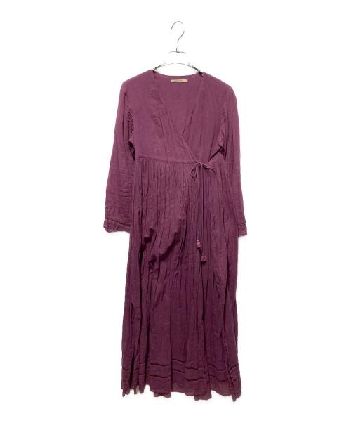 ne quittez pas（ヌキテパ）ne quittez pas (ヌキテパ) コットンボイルクロスオーバーフロントガウン カシュクール2wayロングカーディガン パープル サイズ:無しの古着・服飾アイテム