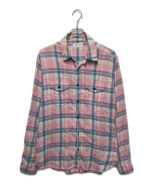 Saint Laurent Paris（サンローランパリ）Saint Laurent Paris (サンローランパリ) チェックシャツ ピンク サイズ:Sの古着・服飾アイテム