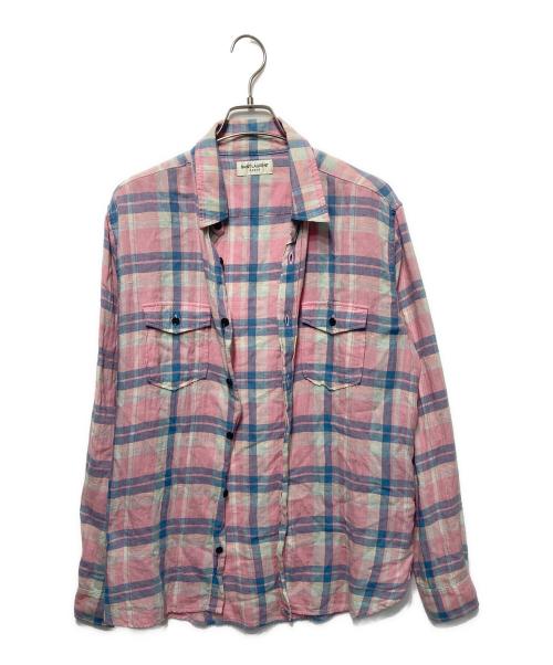 Saint Laurent Paris（サンローランパリ）Saint Laurent Paris (サンローランパリ) チェックシャツ ピンク サイズ:Sの古着・服飾アイテム