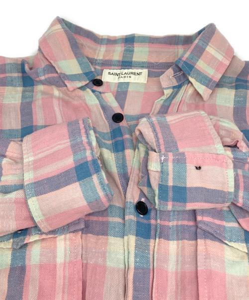 Saint Laurent Paris（サンローランパリ）Saint Laurent Paris (サンローランパリ) チェックシャツ ピンク サイズ:Sの古着・服飾アイテム
