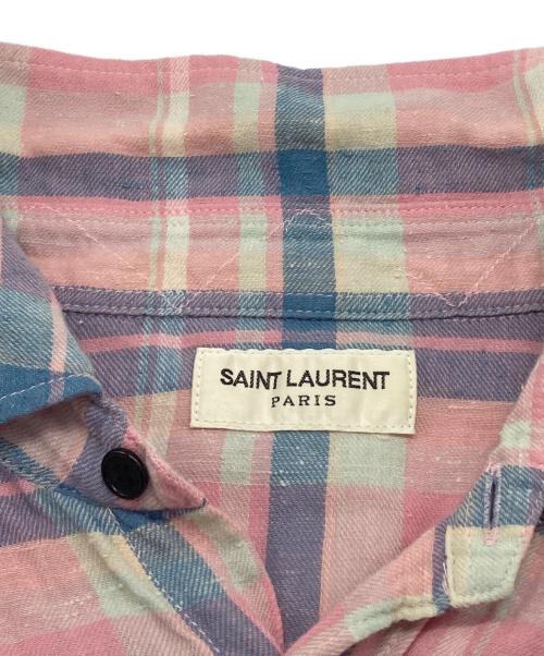 Saint Laurent Paris（サンローランパリ）Saint Laurent Paris (サンローランパリ) チェックシャツ ピンク サイズ:Sの古着・服飾アイテム