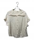 Nobleノーブル）の古着「2WAYワイドカラーキュプラブラウス」｜ホワイト