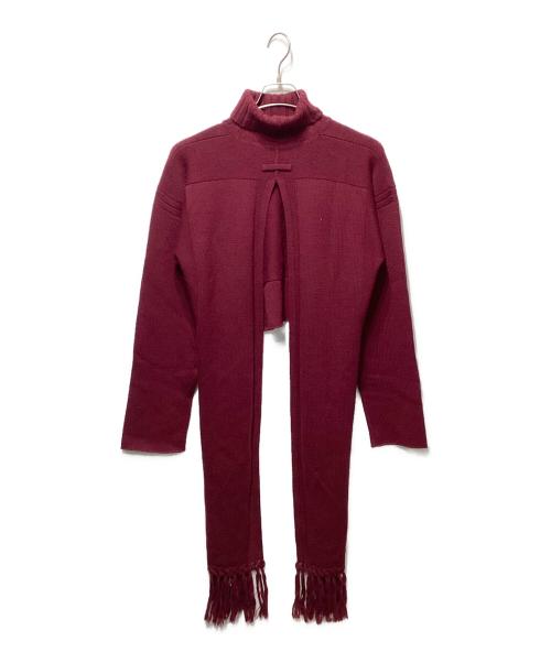 Jean Paul Gaultier FEMME（ジャンポールゴルチエ フェム）Jean Paul Gaultier FEMME (ジャンポールゴルチェフェム) マフラードッキングニット レッド サイズ:40の古着・服飾アイテム