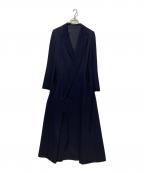 Y'sワイズ）の古着「ウールギャバジンロングコート」｜ネイビー