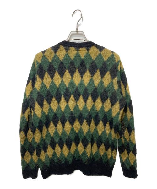 WACKO MARIA（ワコマリア）WACKO MARIA (ワコマリア) ベビーアルパカダイアモンドチェックニットカーディガン イエロー×グリーン サイズ:Ｍの古着・服飾アイテム