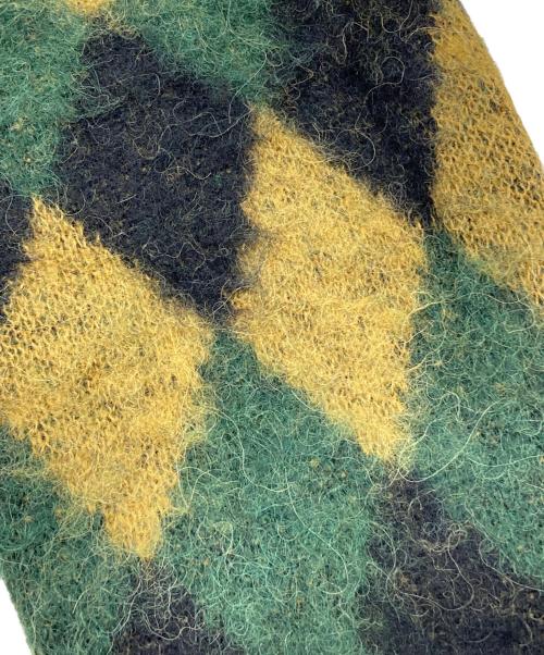 WACKO MARIA（ワコマリア）WACKO MARIA (ワコマリア) ベビーアルパカダイアモンドチェックニットカーディガン イエロー×グリーン サイズ:Ｍの古着・服飾アイテム