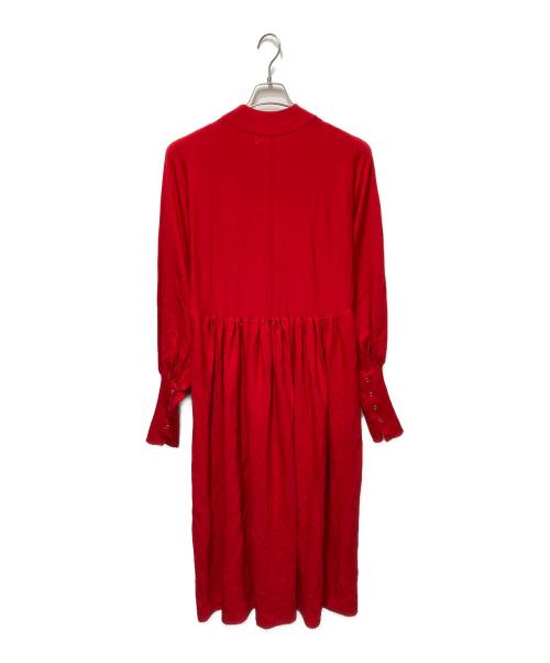 HeRIN.CYE（ヘリンドットサイ）HeRIN.CYE (ヘリンドットサイ) Flare knit op レッド サイズ:freeの古着・服飾アイテム