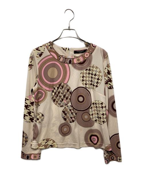 LEONARD（レオナール）LEONARD (レオナール) ジャージーカットソー ベージュ×ピンク サイズ:Ｌの古着・服飾アイテム