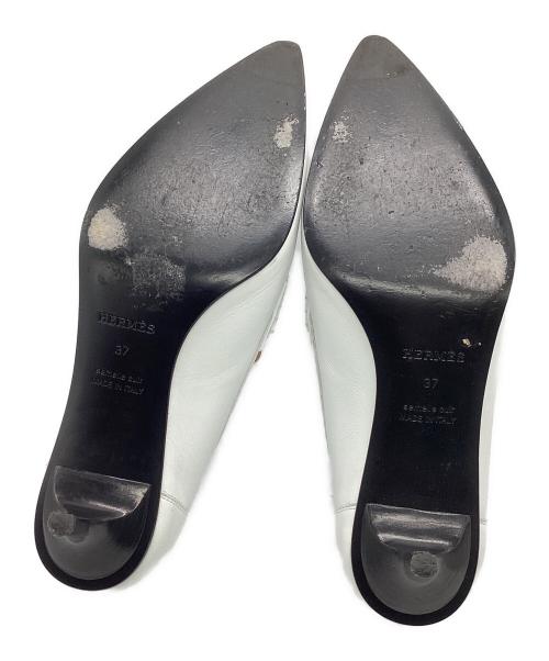 HERMES（エルメス）HERMES (エルメス) グロリアス レザー パンプス ホワイト サイズ:37の古着・服飾アイテム