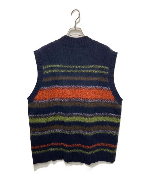 HERMES（エルメス）HERMES (エルメス) ウールカシミヤニットベスト ネイビー×オレンジ サイズ:XLの古着・服飾アイテム
