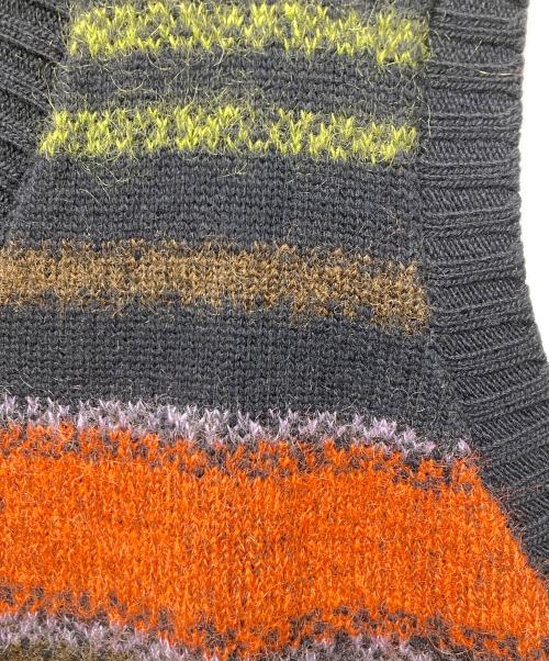 HERMES（エルメス）HERMES (エルメス) ウールカシミヤニットベスト ネイビー×オレンジ サイズ:XLの古着・服飾アイテム